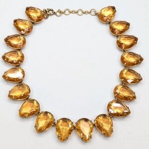 J. Crew Chunky Tear Drop Peach Orange Bronze Acrylic Prong Set Necklace NWT!